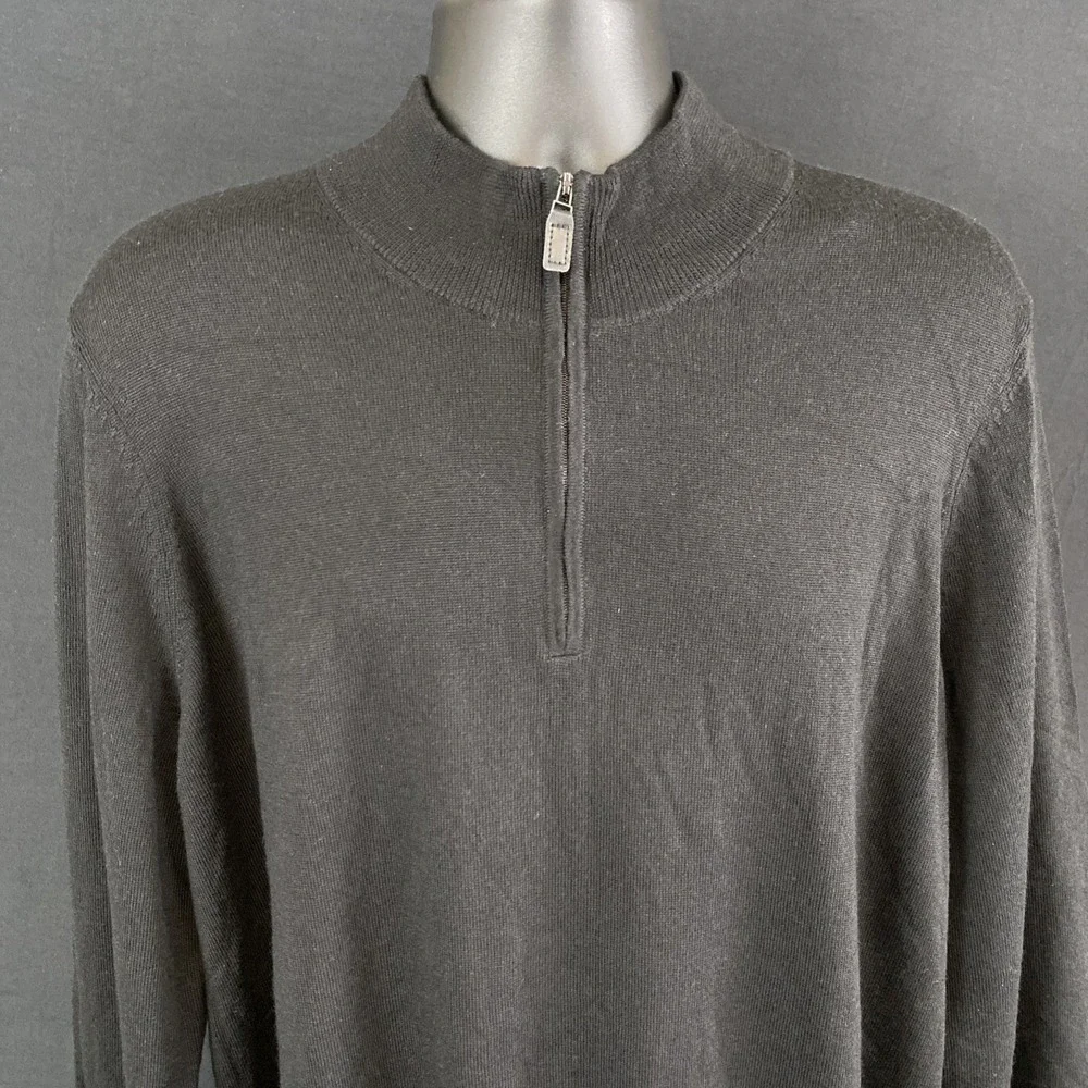 Jos A Bank Mens 100% Merino Wool Black 1/4 Zip Pullover XXL New With Tags